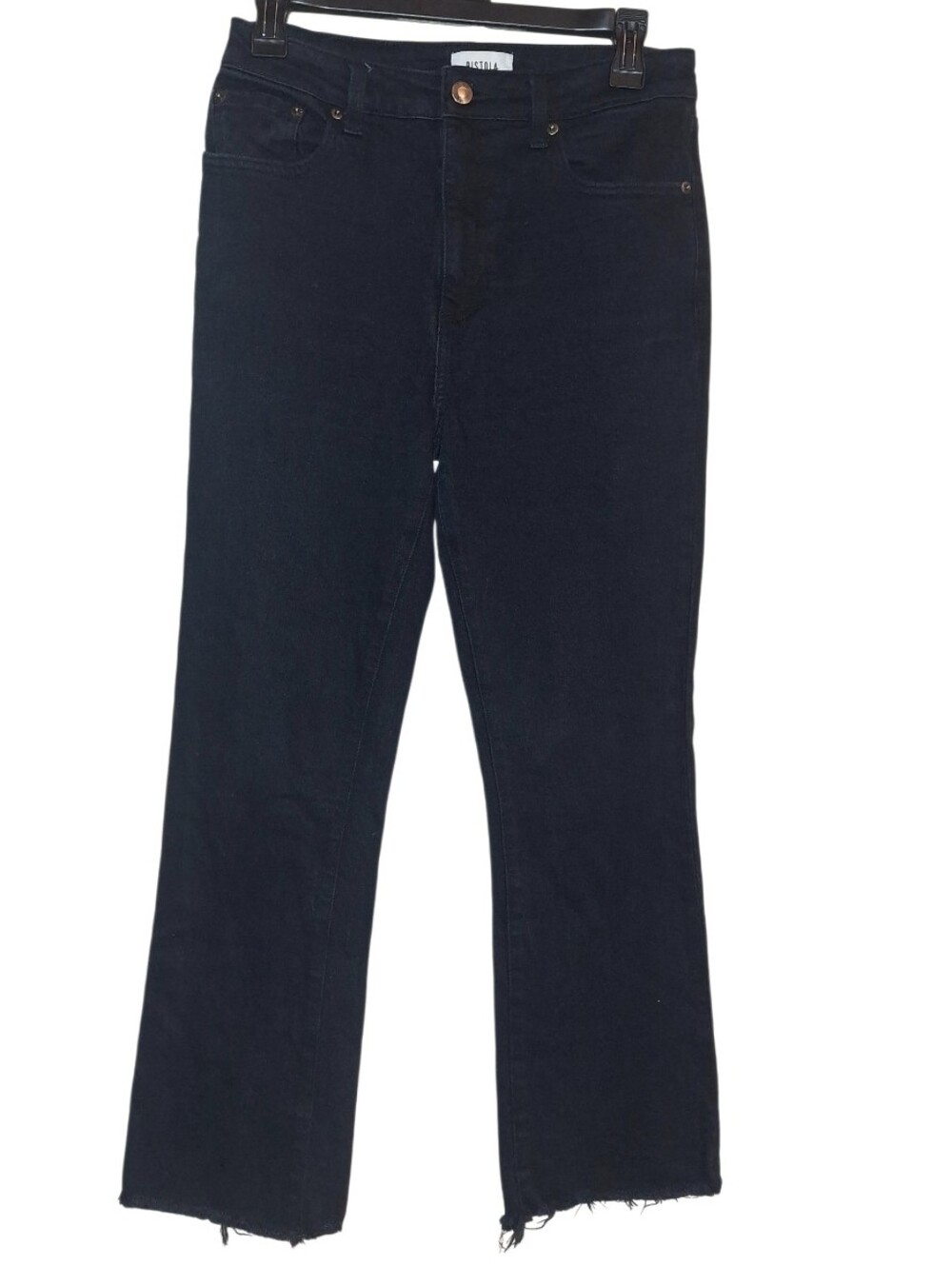 Pistola Black Stretch High Rise Cropped Raw Hem Jeans Size 26